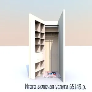 Удобная и небольшая гардеробная из ЛДСП и двери