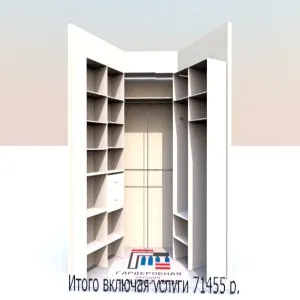 Стильная и светлая гардеробная из ЛДСП и двери
